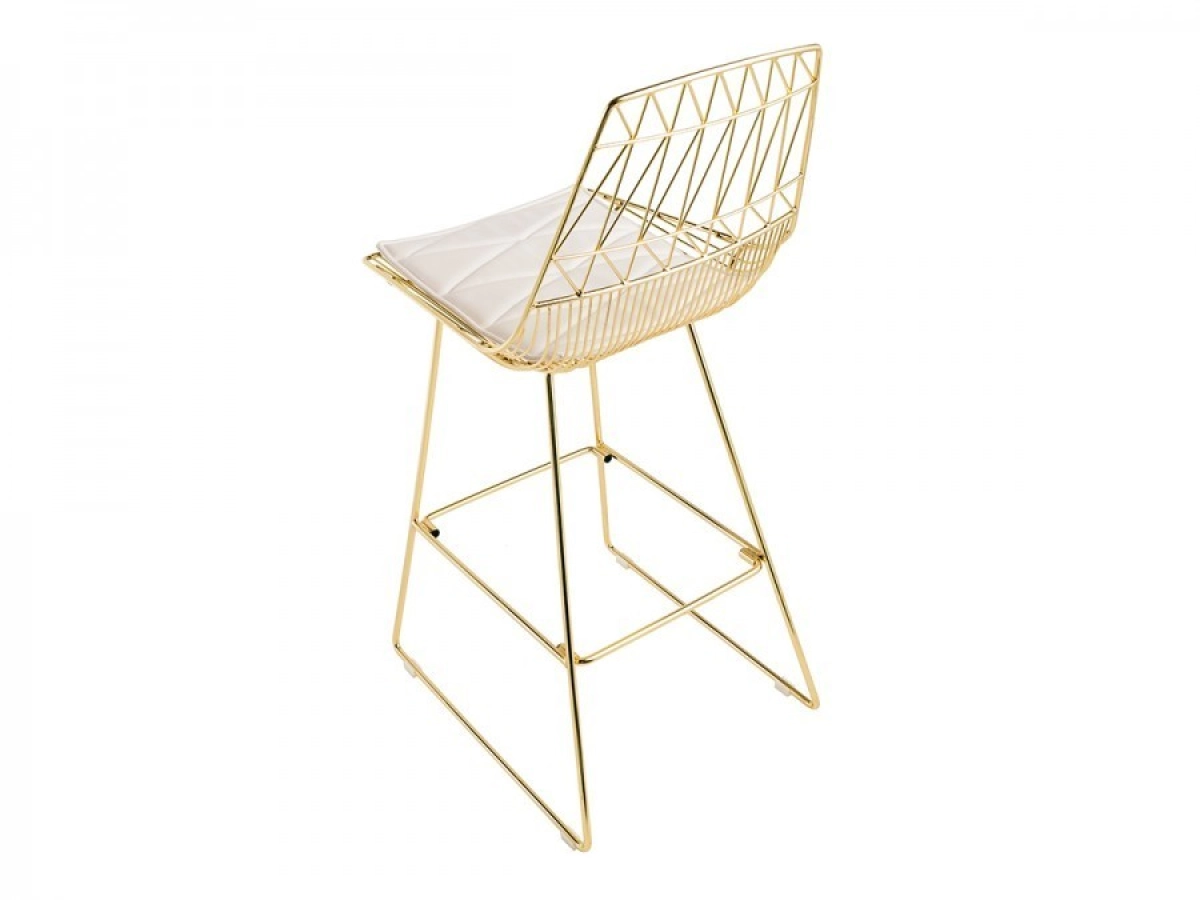 Cleo High Stool   Gold   White Cushion.jpg